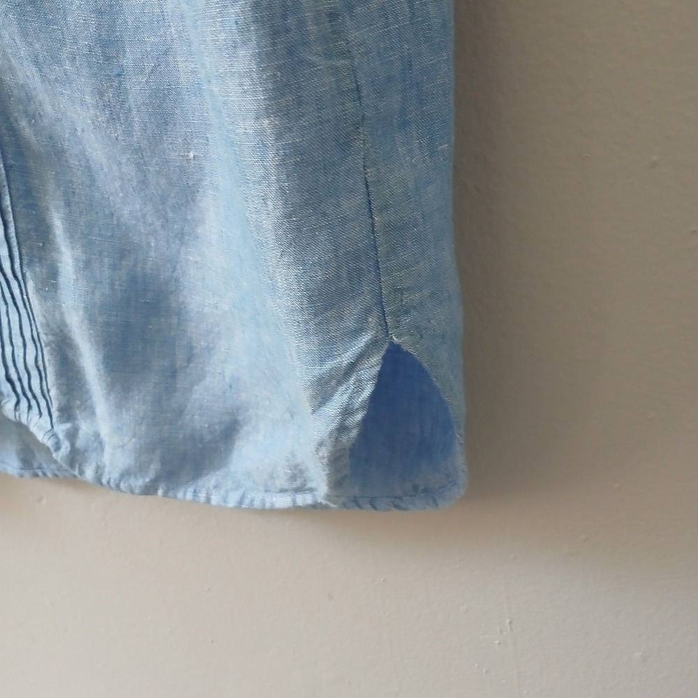 L.L. Bean Women's Size 8 Denim Button Front Knee Length Shirt Dress 100% Linen - Picture 9 of 16